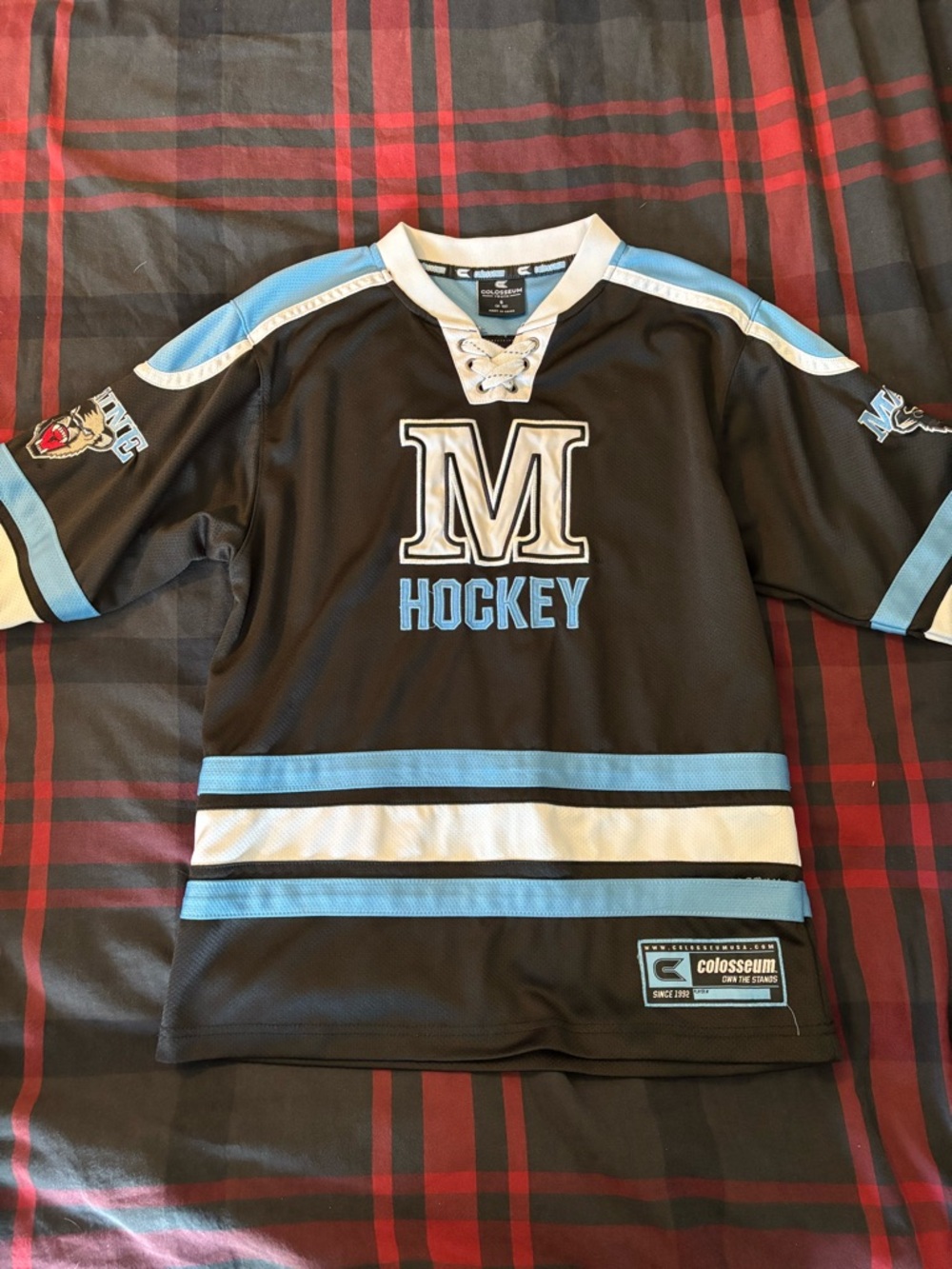 Children’s  university of Maine Hockey Black & Light Blue Hockey Jersey